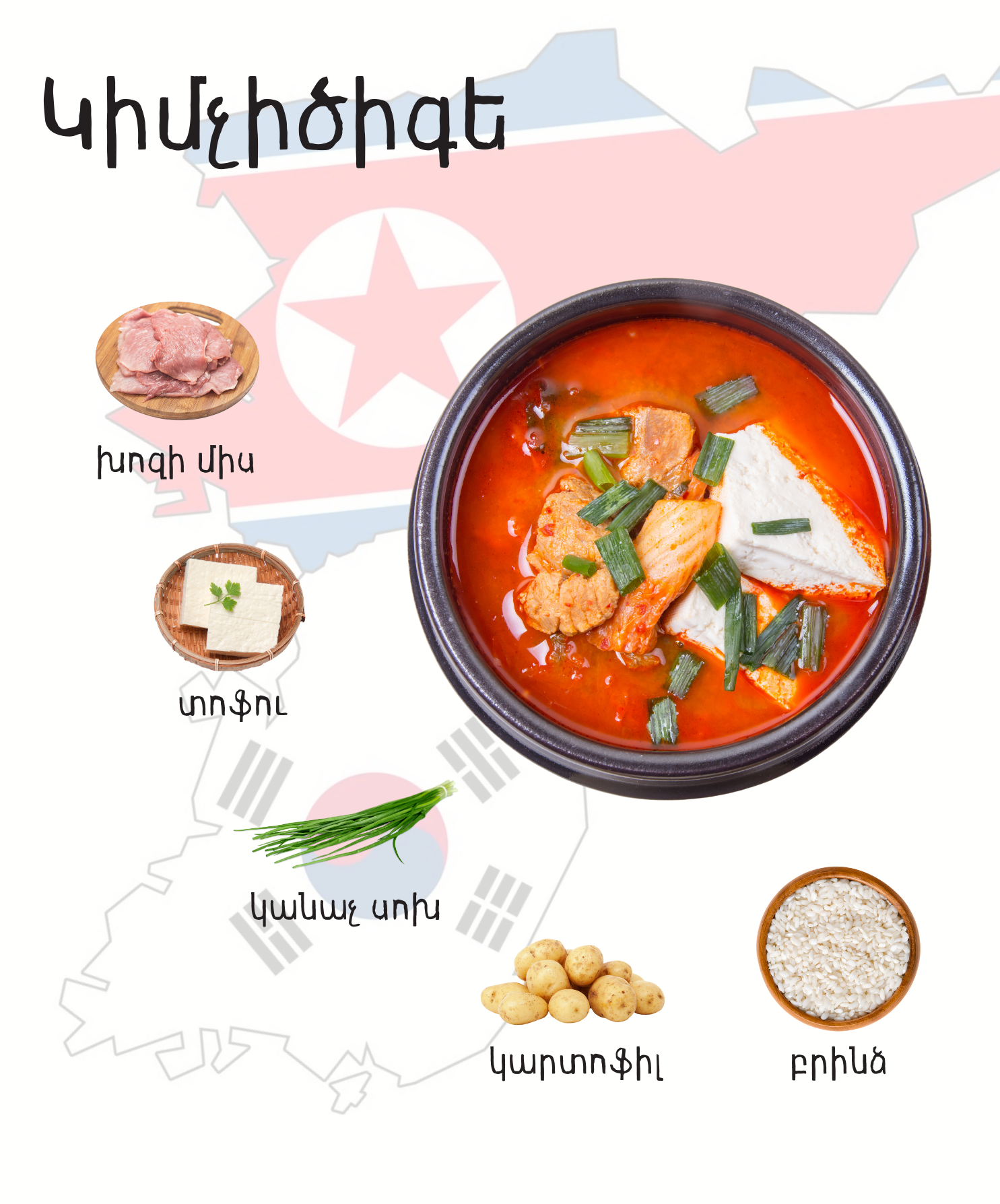 김치와 두부, 돼지고기 등 김치찌개 재료