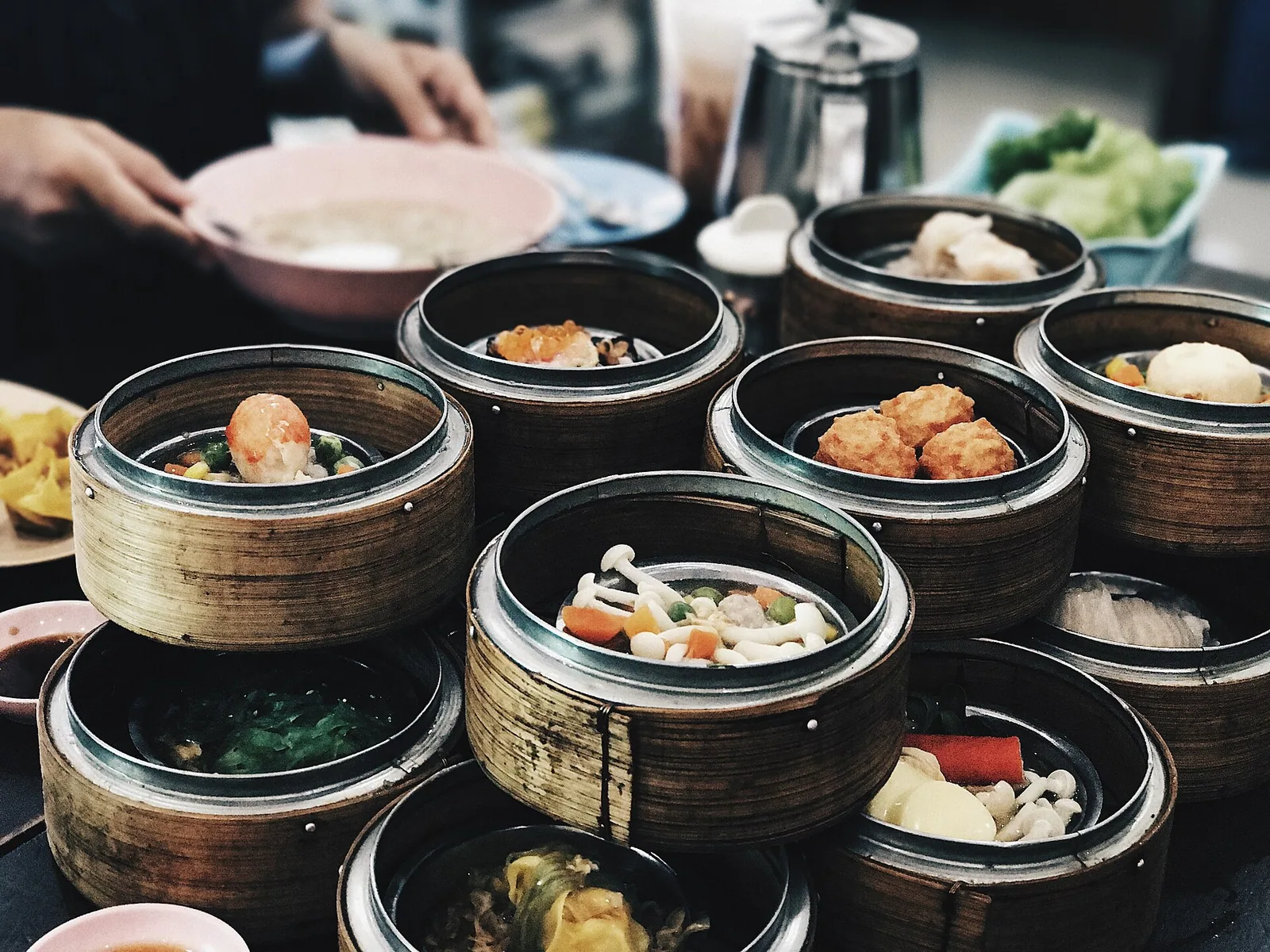 대나무 찜통에 담긴 딤섬